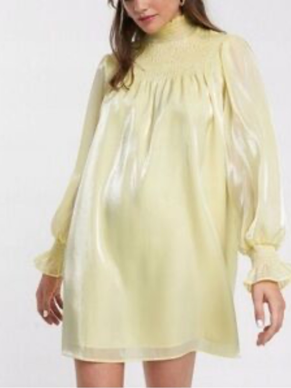 Glamorous Pale Yellow Smocked Babydoll Dress